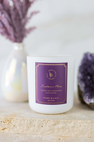 CASHMERE PLUM LUXURY CANDLE - Ivory & Lace